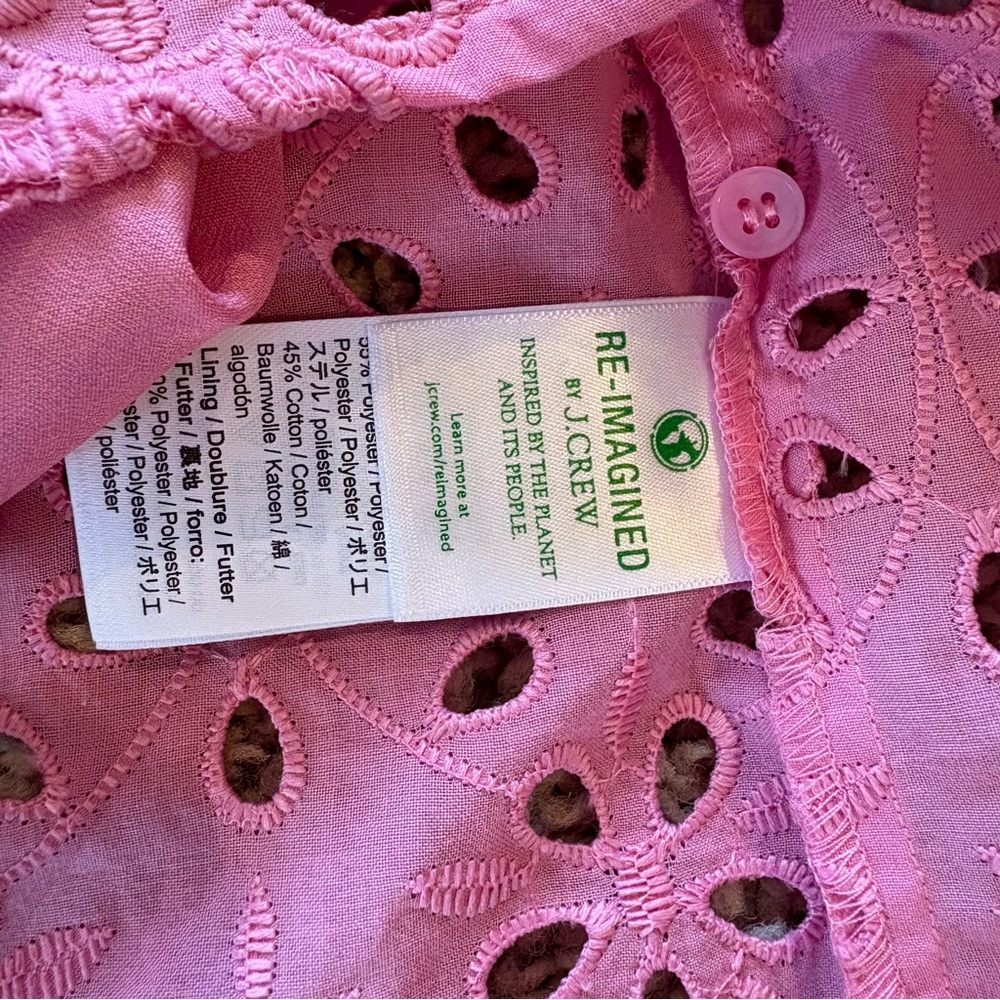 J Crew Puff-Sleeve Popover Top in Eyelet Pink Size Medium - Picture 10 of 14